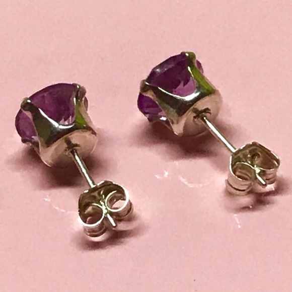 925 Sterling Silver 2CT EACH Genuine Amethyst - Picture 6 of 7